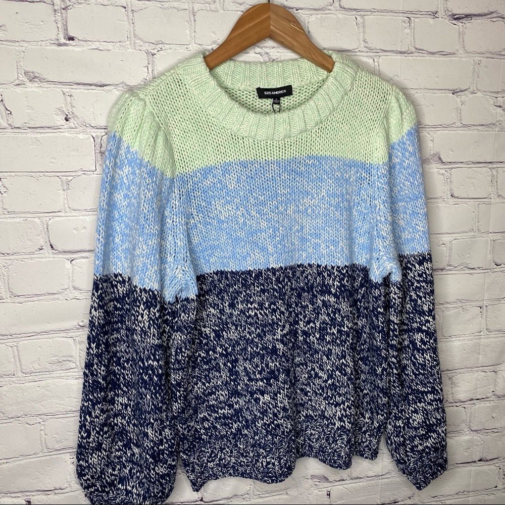 525 America Colorblock Balloon Sleeve Sweater - Picture 5 of 6